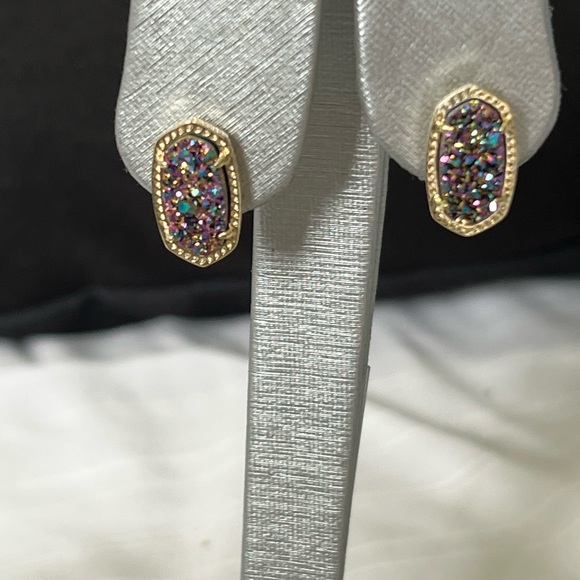 NWT Kendra Scott RARE & Retired Ellie Earrings Multi Colored Drusy Yellow Gold! - Picture 17 of 17